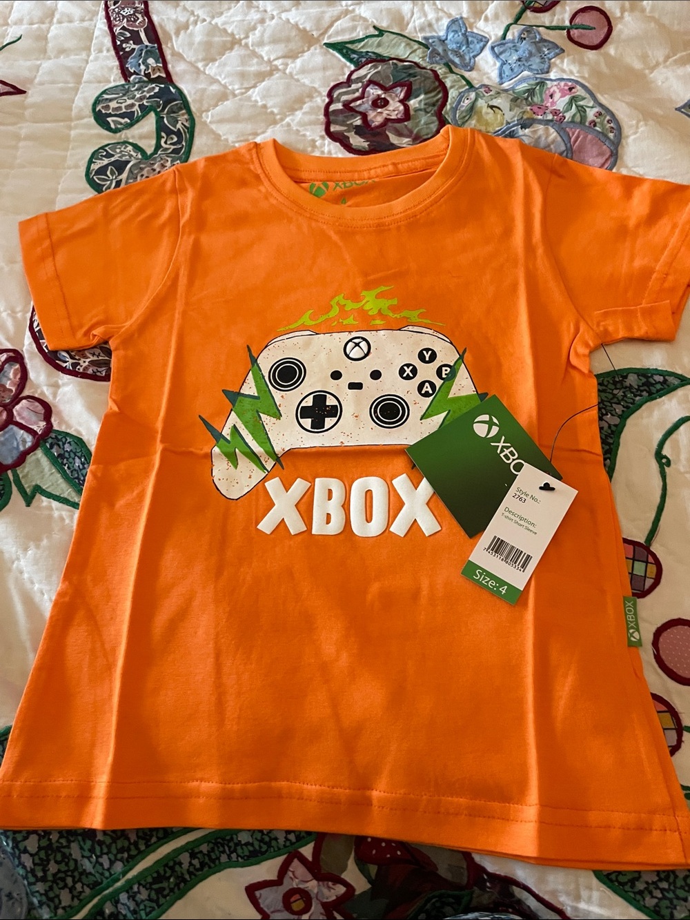 NWT  Orange Graphic XBox T Shirt Size 4